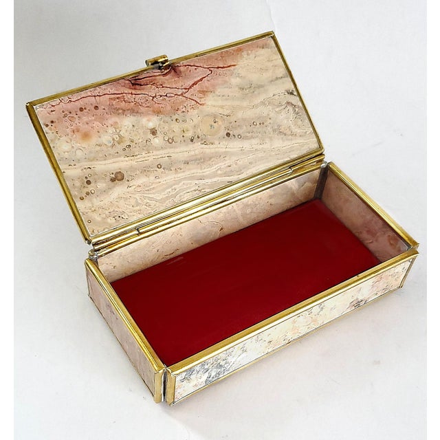 Mid-Century Modern Box Jewelry Semi-Precious Ryholite Stone 1950s For Sale - Image 3 of 11