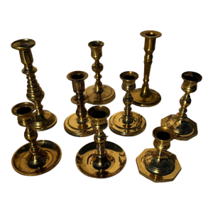 1990s Baldwin, Et Al. Brass Candlestick Collection- Set of 9