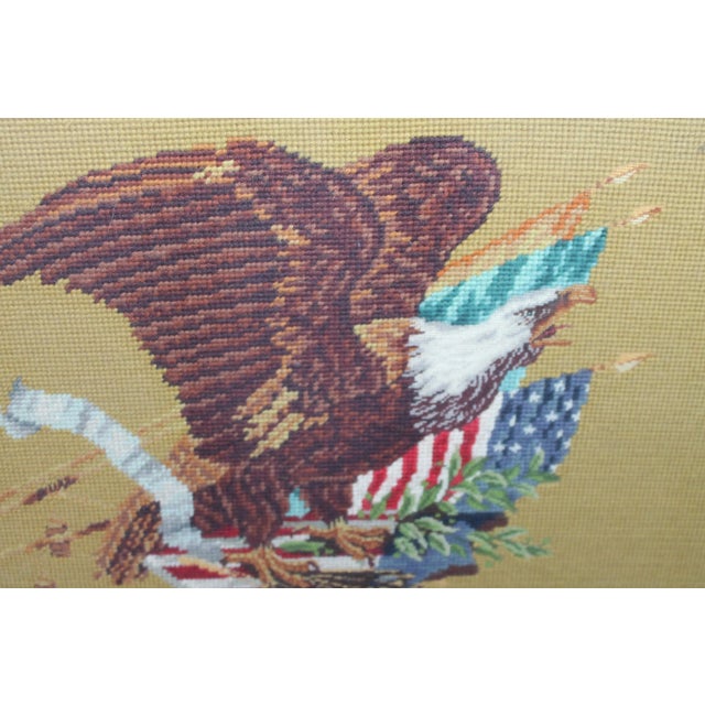 1940s Vintage Stitched Framed Needlepoint Scene For Sale - Image 4 of 6