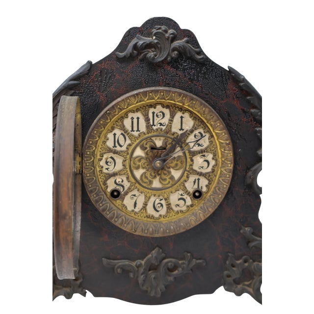Victorian Antique Victorian Rococo Revival Mantel Clock With Ornate Cartouche Dial, Circa 1900 For Sale - Image 3 of 18