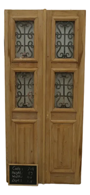 Late 19th Century Double French Doors With Metal/Glass - A Pair