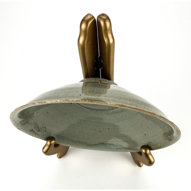 Ceramic Antique Chinese Sung Bowl Celedon Glaze For Sale - Image 7 of 12