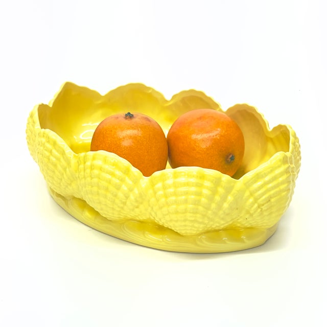 Vintage Lemon Yellow Ceramic Seashell Bowl For Sale In Miami - Image 6 of 12