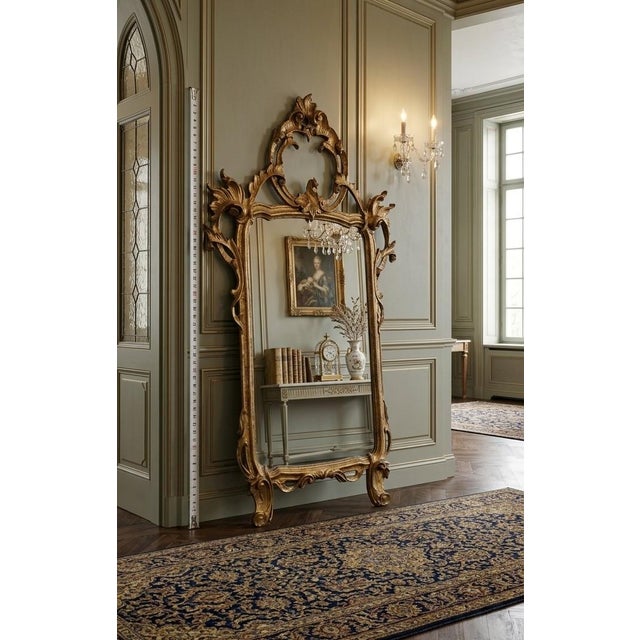 Lombardy Baroque Style Gilded Mecca Mirror, 18th Century For Sale - Image 3 of 11