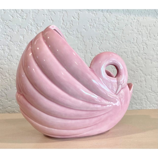 Circa 1970 Art Deco-Inspired Pink Porcelain Sleeping Swan Cachepot / Planter For Sale - Image 12 of 13