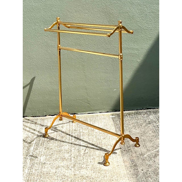 Metal Vintage Polished Brass Blanket Rail For Sale - Image 7 of 12