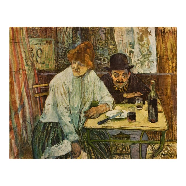1950s After Toulouse-Lautrec "At the Café La Mie" Vintage Full Color Print For Sale