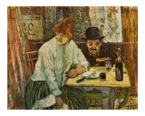 1950s After Toulouse-Lautrec "At the Café La Mie" Vintage Full Color Print