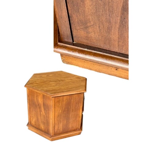 Wood Vintage Octagonal Wood End Tables Pair-Colonial-Traditional-Storage-Night Stands For Sale - Image 7 of 11
