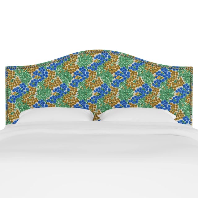 Transitional Ashland Headboard in Blue Citrine Loiret, Full For Sale - Image 3 of 6