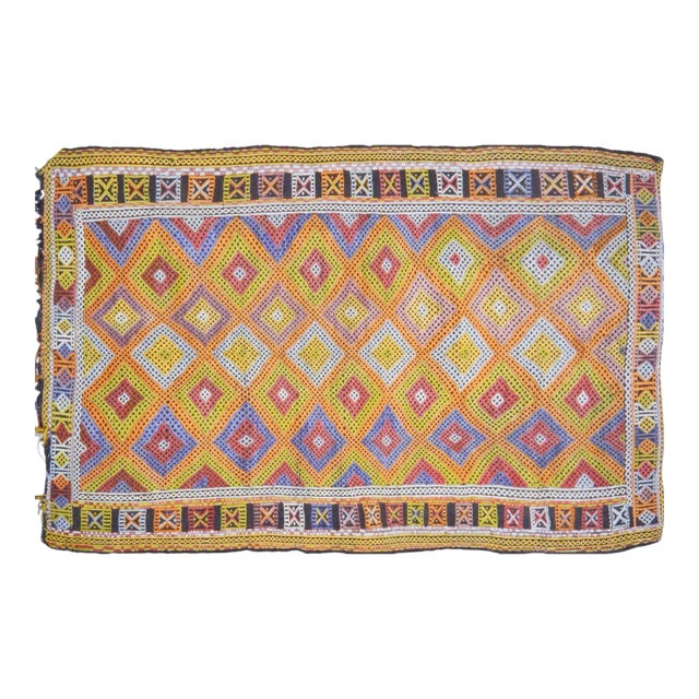 Vintage Turkish Anatolian Hand Made Organic Kilim,5'x7'8" For Sale