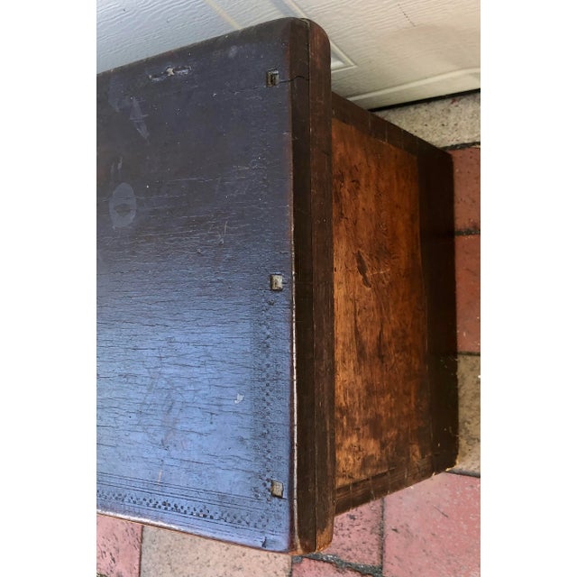 Oxblood Red 19th C. Small Carved Wooden Coffer For Sale - Image 8 of 13