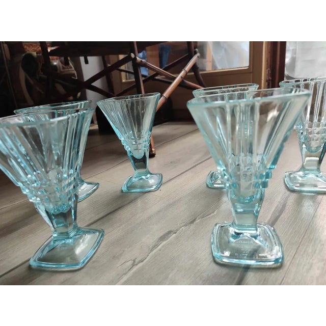 Ice cream cups, blue, Italy Firenze, 1970s, price for 6 pieces, dimensions: height 15.2 cm, width 9.7 cm, depth 9.7 cm.