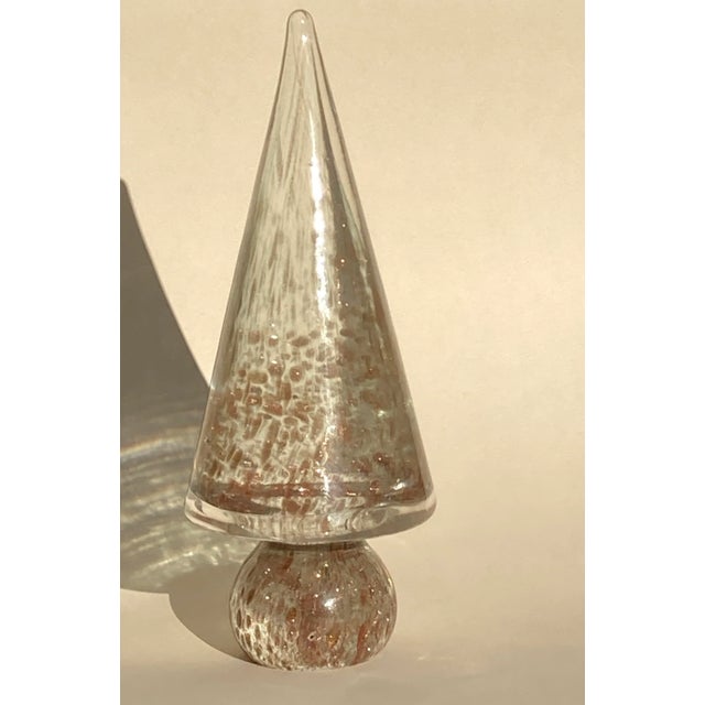 Vintage Ars Cenedese Murano Art Glass Gold Sommerso Tabletop Christmas Tree Sculpture 24k Gold Flecks 1980s Pristine For Sale - Image 11 of 11