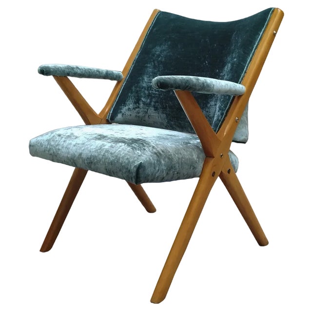 Italian Green Fabric Armchair from Dal Vera, 1960s For Sale