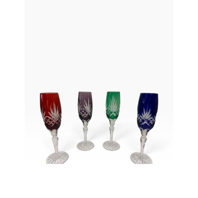 Add an explosion of jewel-toned elegance to your next celebration with this breathtaking set of 4 vintage cut-to-clear...