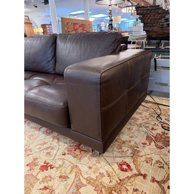 Gamma Arredamenti Quattro Leather Sectional With Chaise Lounge For Sale In San Francisco - Image 6 of 12