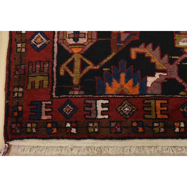 Zanjan Rug 3’11” X 5’8” Blue Wool Vintage Tribal Hand-Knotted Oriental Carpet For Sale - Image 10 of 13
