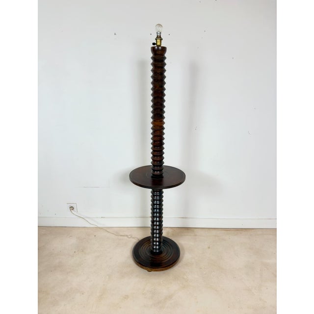 Brown Floor Lamp with Turned Base, 1950s For Sale - Image 8 of 8