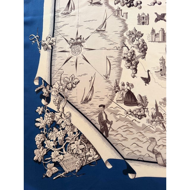 Royal Blue Hermès La France 1959 Silk Scarf Designed by Françoise De La Perriere For Sale - Image 8 of 12