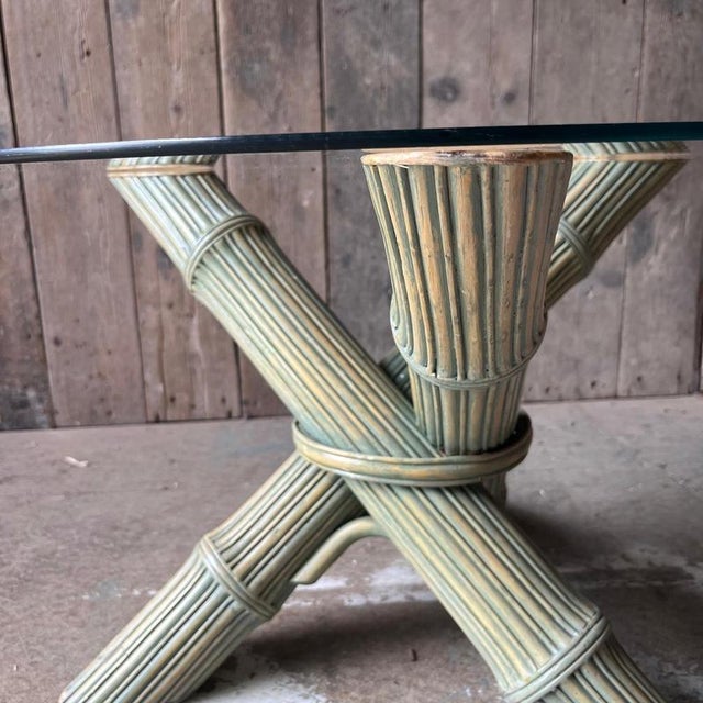 1980s Vintage Side Table in Faux Bamboo with Glass Top, 1980s For Sale - Image 5 of 13