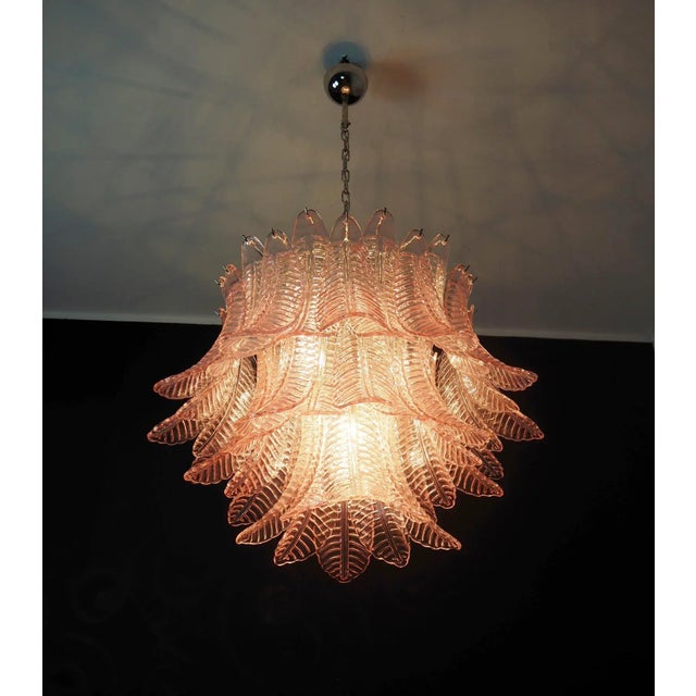 Italian Murano Three-Tier Pink Felci Glass Chandelier- 48 Glasses For Sale - Image 10 of 10