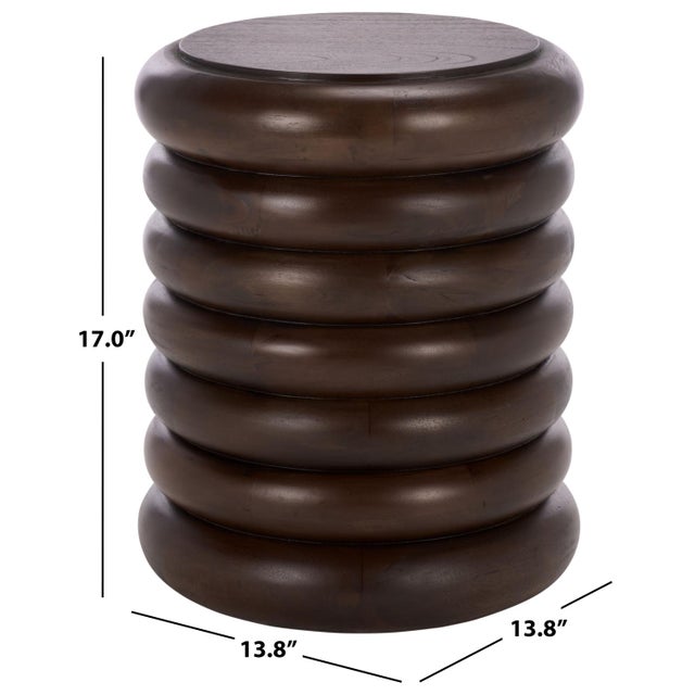 Contemporary Anatoly Round Accent Table in Brown For Sale - Image 3 of 6