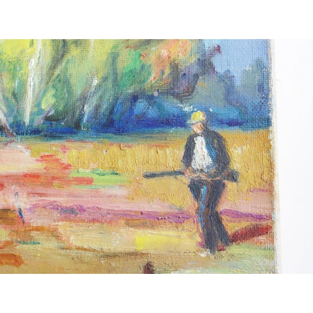 French Country Georges Castaing French Landscape Hunter and Hunting Dog Oil Painting For Sale - Image 3 of 10