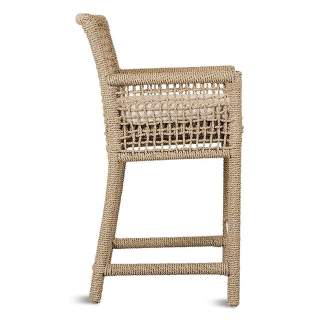 Contemporary Harbor Faux Rope Woven Outdoor Counter Stool For Sale - Image 3 of 6