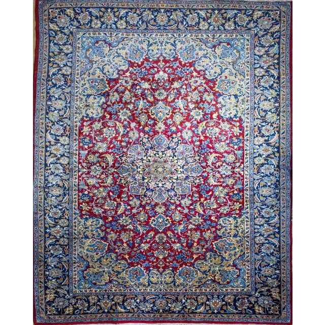 Middle Eastern Hand-Knotted Kashan Isfahan Najafabad Rug For Sale