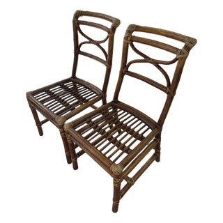 1970s McGuire Bamboo & Rattan Side Chairs (2) For Sale
