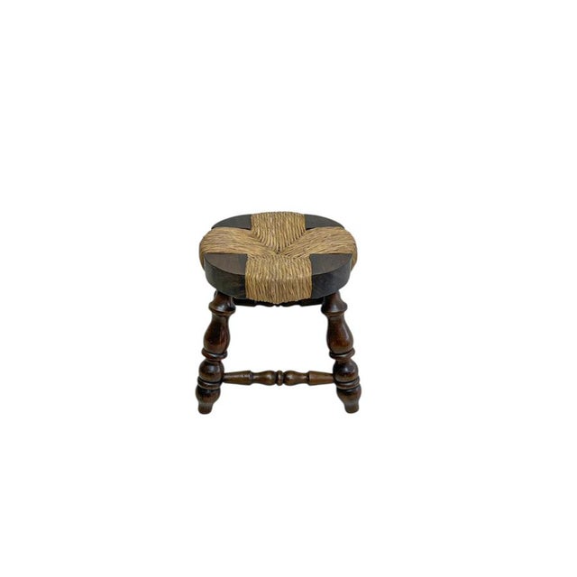 Vintage Brutalist low stool in a rustic or brutalistic style. This piece is manufactured in France, 1960-1970. Designed in...