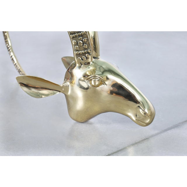 Gold Mid-Century Modern Brass Ibex Ram's Head Coffee Table Styled After Alain Chervet For Sale - Image 8 of 11