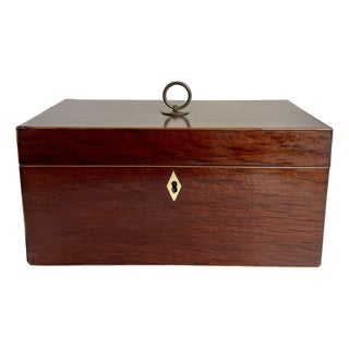 Mid-19th Century English Mahogany Tea Caddy Chest With Glass Mixing Bowl For Sale