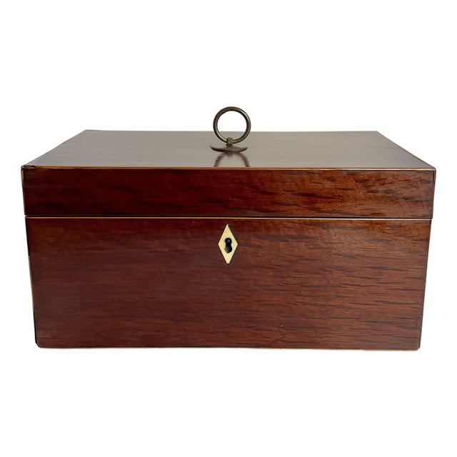 Mid-19th Century English Mahogany Tea Caddy Chest With Glass Mixing Bowl For Sale