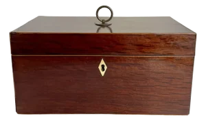 Mid-19th Century English Mahogany Tea Caddy Chest With Glass Mixing Bowl