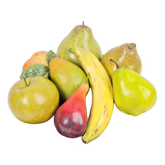 Vintage Italian Handmade Assorted Fruits in Earthenware, 1970s, Set of 9 For Sale