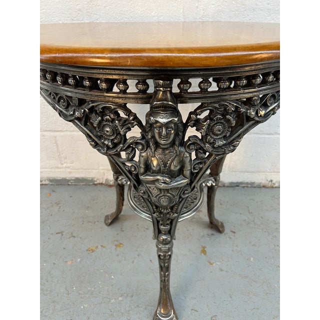Goldenrod Antique Victorian Britannia Cast Iron Pub Table For Sale - Image 8 of 8