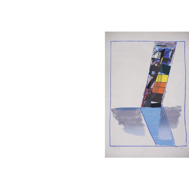 Blue Abstractive Modern Colored Lithograph by Hardy Strid, 1950s For Sale - Image 8 of 8