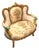 French Louis XV Loveseat Sofa With Gold Leaf Frame & Off-White Damask Upholstery For Sale