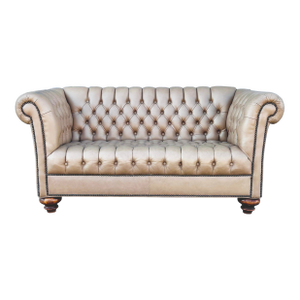 1970s Vintage Leather Chesterfield Loveseat