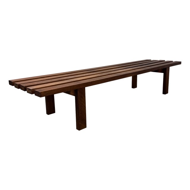 Mid-Century Modern Brown Wood Slatted Coffee Table by Martin Visser for 't Spectrum, 1960s For Sale