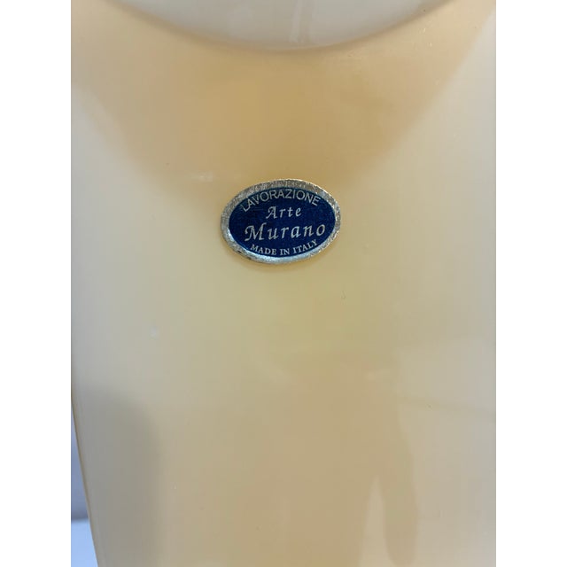Glass Italian Murano Opaline & Amber Art Glass Vase, Hand Blown, 16” For Sale - Image 7 of 9