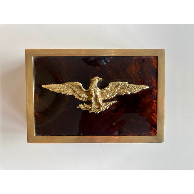 Vintage Empire Faux Tortoise Box with Brass Eagle, 1970s For Sale - Image 11 of 11