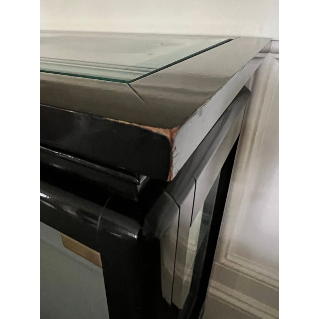 Vintage Chinoiserie Glass and Wood Cabinet For Sale - Image 10 of 12