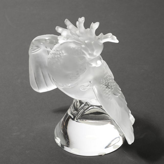 Mid-Century Modernist Sculptural Crystal Cockatiel Sculpture Signed Lalique For Sale - Image 13 of 18