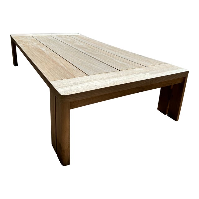 Rh Matira Outdoor Coffee Table, 66”, Natural Teak + Custom Cover For Sale