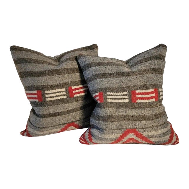 Pair of Striped Wool Pillows For Sale
