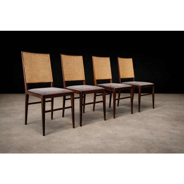 Brazilian Modern Set of Four Rosewood & Cane Dining Chairs by Celina, Brazil, 1960s - Lot 564B For Sale - Image 13 of 16