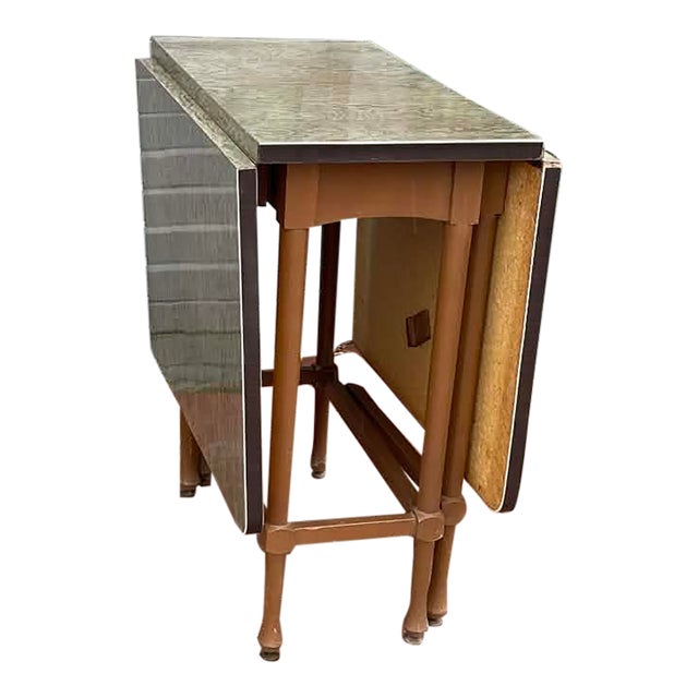 Vintage Retro Formica Folding Drop Leaf Dining Table For Sale
